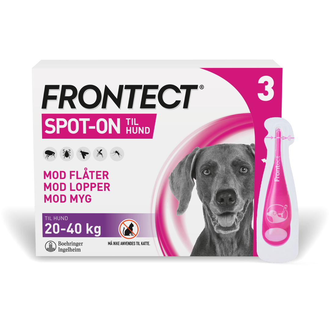 Frontect spot-on loppe- og flåtmiddel til hund | >20-40 kg (3 pipetter)