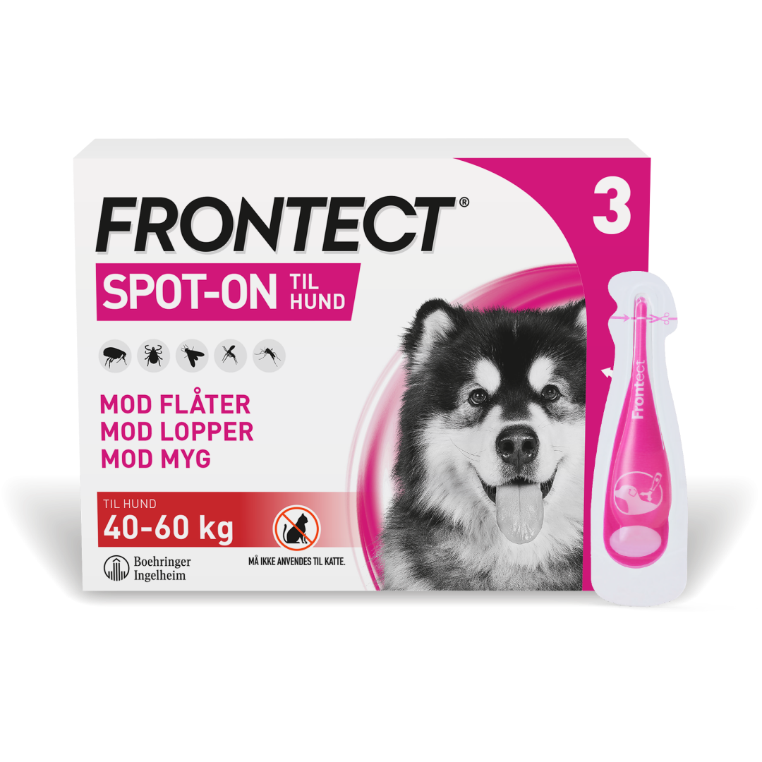 Frontect spot-on loppe- og flåtmiddel til hund | >40-60 kg (3 pipetter)