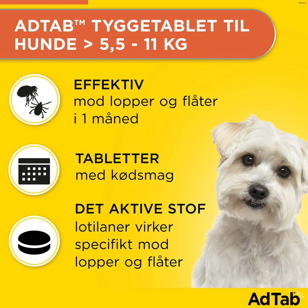 AdTab tyggetabletter til hund 5,5-11 kg mod lopper og flåter