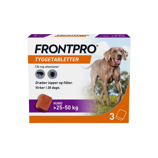 Frontpro tyggetabletter loppe- og flåtmiddel til hund 25-50 kg (3 stk)
