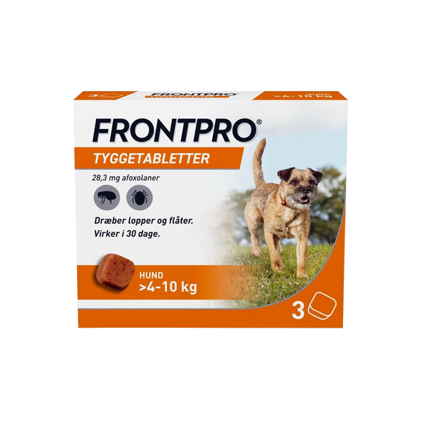 Frontpro tyggetabletter loppe- og flåtmiddel til hund 4-10 kg (3 stk)
