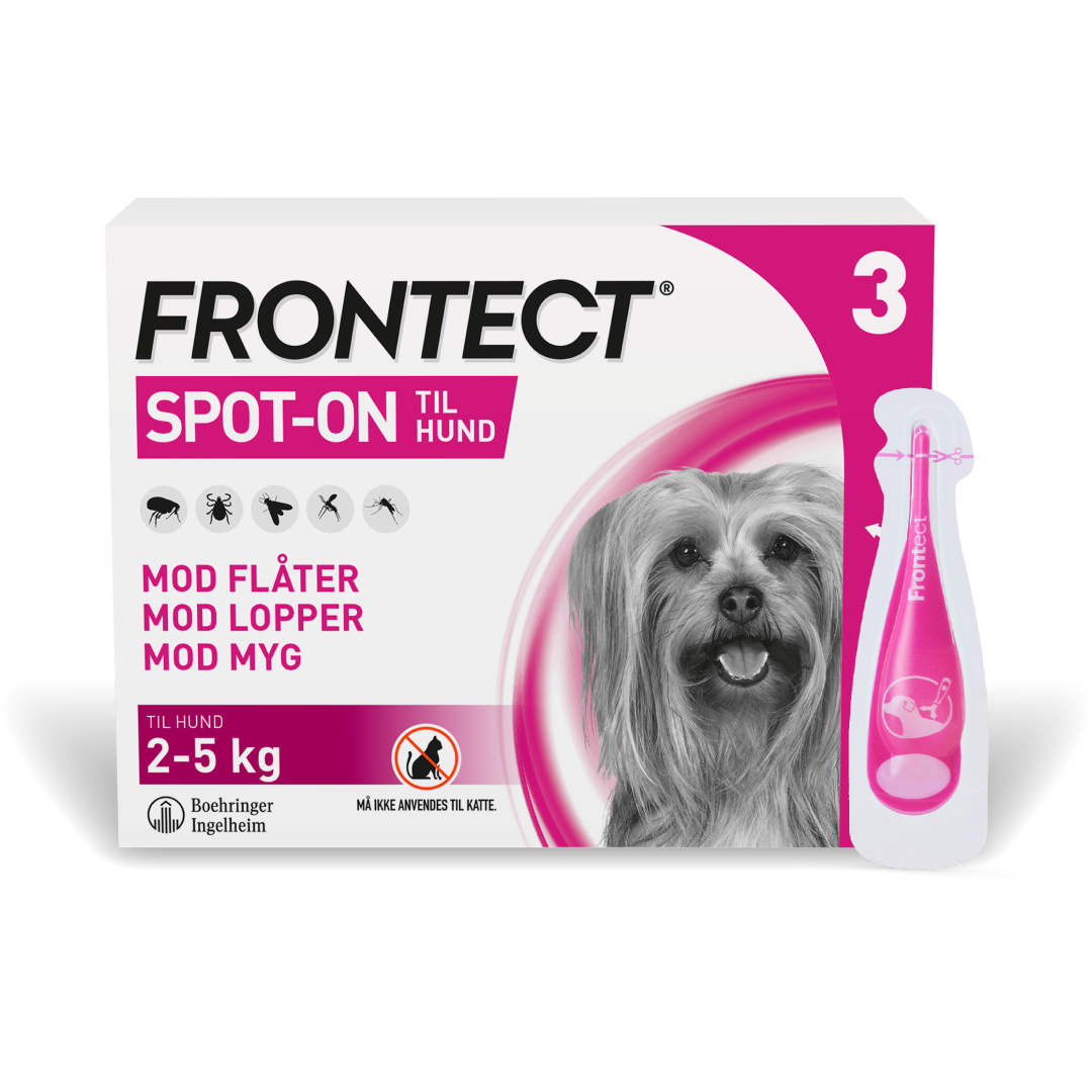 Frontect spot-on loppe- og flåtmiddel til hund | 2-5 kg (3 pipetter)